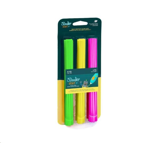 Obrázek 3Doodler náplň ECO- PCL pro 3D pero Start+ 75ks - Neon (zelená, žlutá, růžová)
