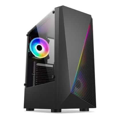 Obrázek 1stCOOL skříň SHARK 2, middle tower, AU, USB 3.0, bez zdroje, RGB fan, průhledná bočnice, černá