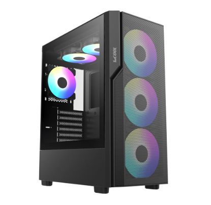 Obrázek 1stCOOL skříň GAMER 5, Mid tower, AU, USB 3.0, USB- C, 2x 140 ARGB Fan, 1x 120 ARGB Fan, bez zdroje, černá