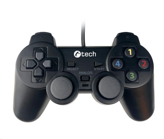 Obrázek C- TECH gamepad Callon pro PC/ PS3, 2x analog, X- input, vibrační, 1, 8m kabel, USB