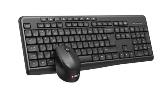 Obrázek C- TECH klávesnice s myší WLKMC- 04, Bezdrátový set 2.4GHz, CZ, Černá
