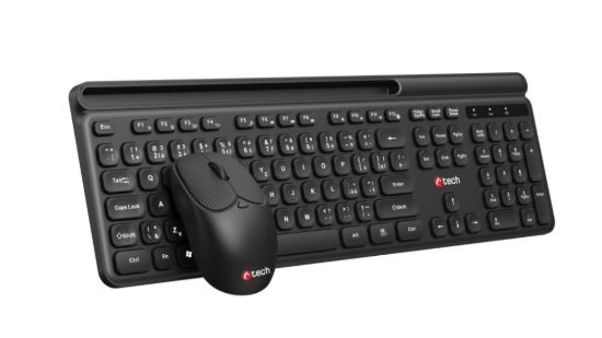 Obrázek C- TECH klávesnice s myší WLKMC- 05B, Bezdrátový set 2.4GHz, CZ, Černá