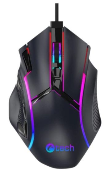 Obrázek C- TECH Herní myš Akali, 12800 DPI, RGB podsvícení, USB, Černá