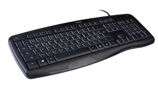 Obrázek C- TECH Klávesnice KB- 107 USB, ERGO, černá, CZ/ SK