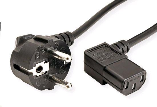Obrázek C- TECH kabel síťový 220/ 230V napájecí, lomený, VDE, 2m