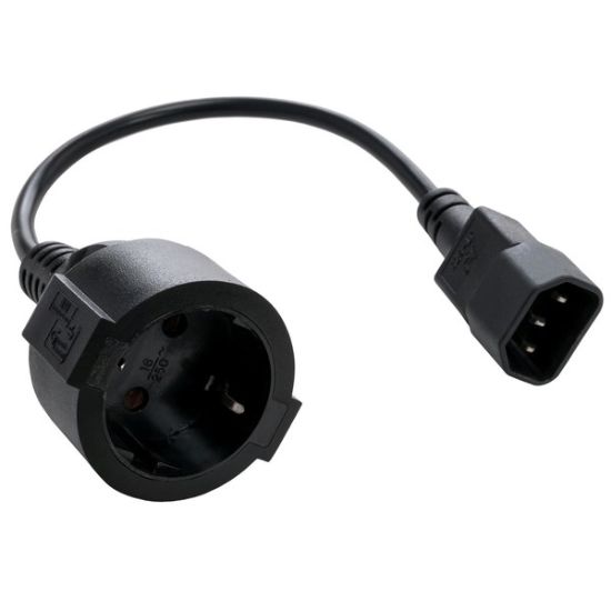 Obrázek Kabel C- TECH síťový adaptér C14 (M) - > schuko (F), 15 cm