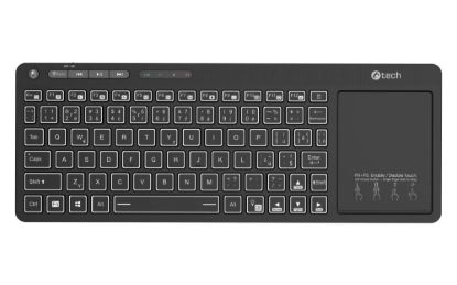 Obrázek C- TECH Klávesnice WLTK- 03, Bezdrátová, Touchpad, černá