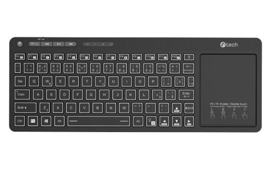 Obrázek C- TECH Klávesnice WLTK- 03, Bezdrátová, Touchpad, černá