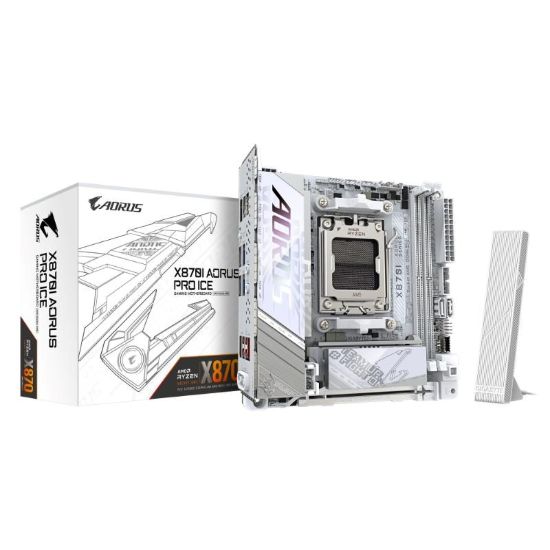 Obrázek GIGABYTE MB Sc AM5 X870I AORUS PRO ICE, AMD X870, 2xDDR5, 1xHDMI, 1xThunderbolt, WiFi, Mini- ITX