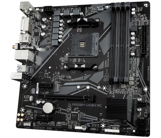Obrázek GIGABYTE MB Sc AM4 A520M DS3H AC, AMD A520, 4xDDR4, 1xDP, 1xHDMI, 1xDVI- D, WiFi, mATX