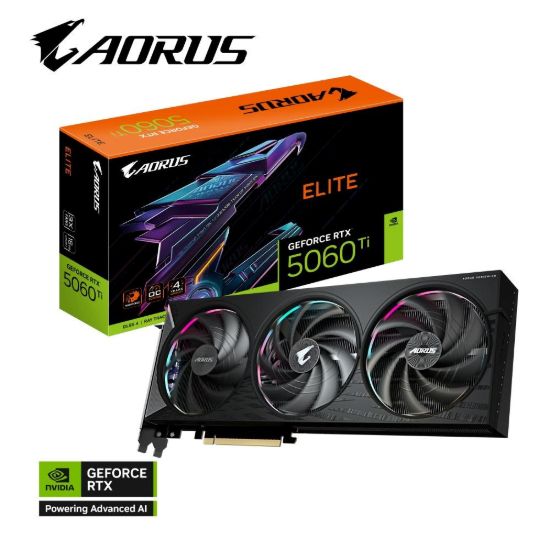Obrázek GIGABYTE VGA NVIDIA GeForce RTX 5060 Ti AORUS ELITE 16G, 16G GDDR7, 3xDP, 1xHDMI