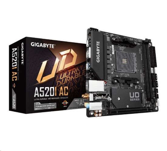 Obrázek GIGABYTE MB Sc AM4 A520I AC, AMD A520, 2xDDR4, 1xDP, 2xHDMI, WI- FI, Mini- ITX