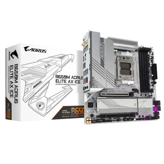 Obrázek GIGABYTE MB Sc AM5 B650M AORUS ELITE AX ICE, AMD B650, 4xDDR5, 1xDP, 1xHDMI, WI- FI, mATX