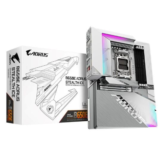 Obrázek GIGABYTE MB Sc AM5 B650E AORUS STEALTH ICE, AMD B650, 4xDDR5, 2x HDMI, 1xUSB- C, WI- FI, E- ATX