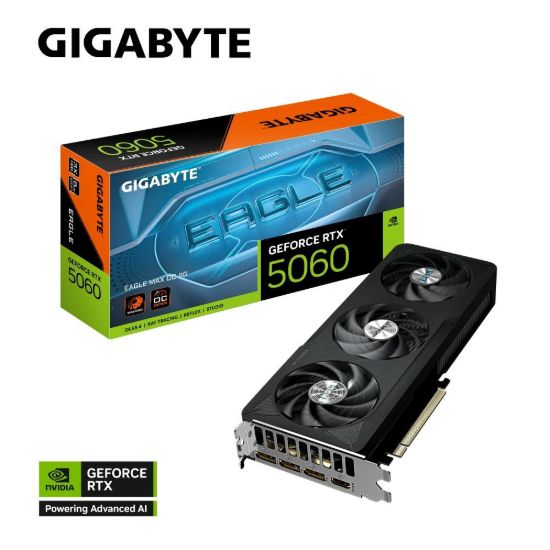 Obrázek GIGABYTE VGA NVIDIA GeForce RTX 5060 EAGLE MAX OC 8G, 8G GDDR7, 3xDP, 1xHDMI