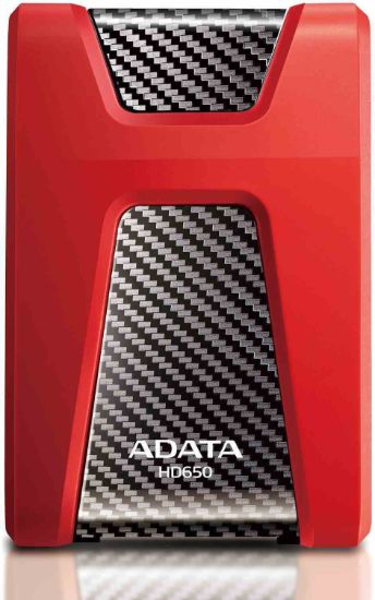Obrázek ADATA Externí HDD 1TB USB 3.1 DashDrive Durable HD650, červený (gumový, nárazu odolný)