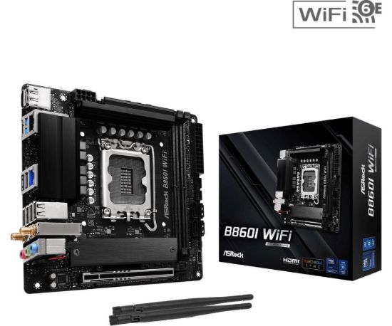 Obrázek ASRock MB Sc LGA1851 B860I WiFi, Intel B860, 2xDDR5, 1xDP, 1xHDMI, WiFi, Mini- ITX