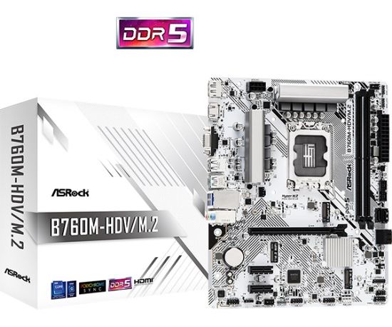 Obrázek ASRock MB Sc LGA1700 B760M- HDV/ M.2, Intel B760, 2xDDR5, 1xDP, 1xHDMI, 1xVGA, mATX