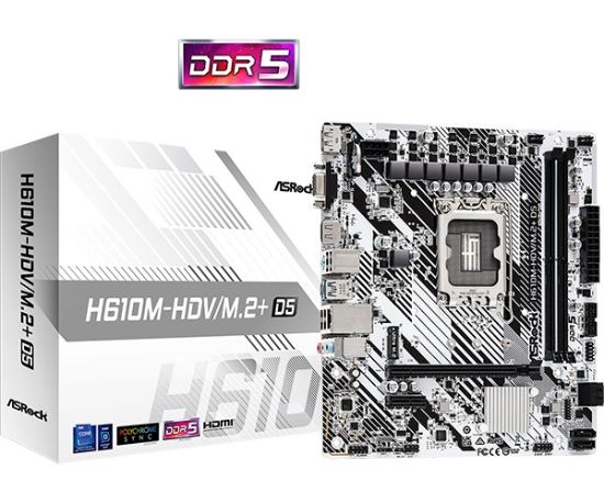 Obrázek ASRock MB Sc LGA1700 H610M- HDV/ M.2+ D5, Intel H610, 2xDDR5, 1xDP, 1xHDMI, 1xVGA, mATX