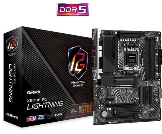 Obrázek BAZAR - ASRock MB Sc AM5 X670E PG LIGHTNING, AMD X670, 4xDDR5, 1xDP, 1xHDMI - Po opravě (Komplet)