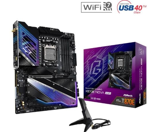 Obrázek ASRock MB Sc AM5 X870E NOVA WIFI, AMD X870, 4xDDR5, 1xHDMI, 2xThunderbolt, WI- FI