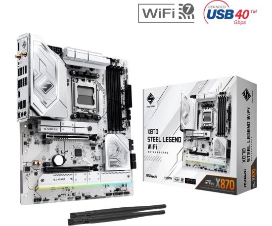Obrázek ASRock MB Sc AM5 X870 STEEL LEGEND WIFI, AMD X870, 4xDDR5, 1xHDMI, 2xThunderbolt, WI- FI
