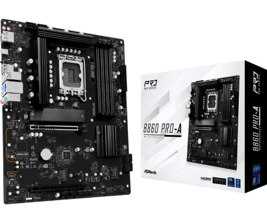 Obrázek ASRock MB Sc LGA1851 B860 Pro- A, Intel B860, 4xDDR5, 1xDP, 1xHDMI, ATX