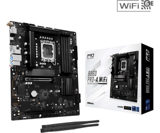 Obrázek ASRock MB Sc LGA1851 B860 Pro- A WiFi, Intel B860, 4xDDR5, 1xDP, 1xHDMI, WiFi, ATX