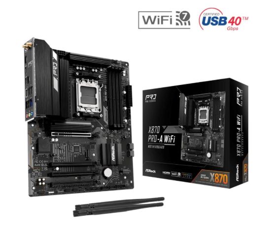 Obrázek ASRock MB Sc AM5 X870 PRO- A WIFI, AMD X870, 4xDDR5, 1xHDMI, 2xUSB4, WI- FI