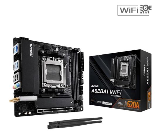 Obrázek ASRock MB Sc AM5 A620AI WIFI AMD A620A, 2xDDR5, 1xHDMI, WIFI