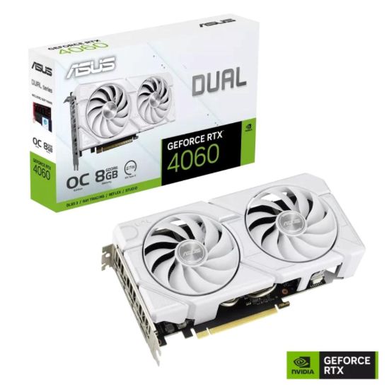 Obrázek ASUS VGA NVIDIA GeForce RTX 4060 DUAL OC EVO 8G WHITE, 8G GDDR6, 3xDP, 1xHDMI