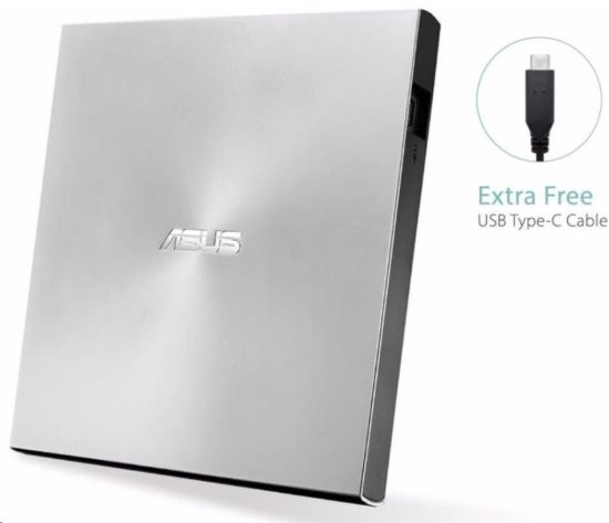 Obrázek ASUS DVD ZenDrive SDRW- 08U9M- U SILVER, External Slim DVD- RW, USB Type- C/ Type- A, M- DISC