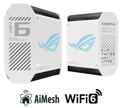 Obrázek ASUS GT6 2- pack white Wireless AX10000 ROG Rapture Wifi 6 Tri- band Gaming Mesh System