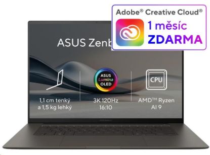 Obrázek ASUS NTB Zenbook S (UM5606WA- OLED221X), AI9- HX370, 16" 2880 x 1800, 32GB, 1TB SSD, Radeon, W11 Pro, Gray