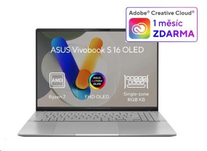 Obrázek ASUS NTB Vivobook S16 OLED (M5606KA- OLED063W), Ryzen AI 7 350, 16" 2880 x 1800, 24GB, 1TB SSD, Radeon, W11 Home, Silver