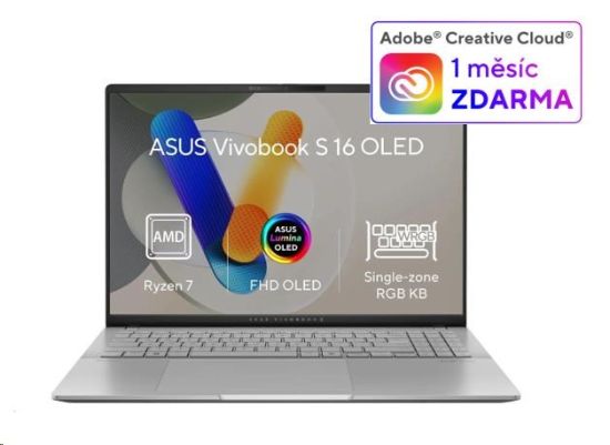 Obrázek ASUS NTB Vivobook S16 OLED (M5606KA- OLED063W), Ryzen AI 7 350, 16" 2880 x 1800, 24GB, 1TB SSD, Radeon, W11 Home, Silver