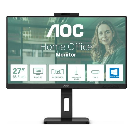 Obrázek AOC MT IPS LCD WLED 27" Q27P3CW - IPS panel, 2560x1440, 350cd, 2xHDMI, DP, USB- C, 4x USB 3.2, repro, pivot, webcam