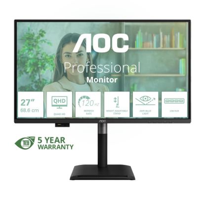 Obrázek AOC MT 27" Q27P4U - 2560x1440, IPS, 120Hz, 2xHDMI, 1xDP, USBhub, Repro, Pivot