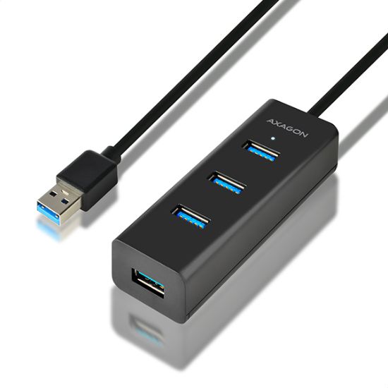 Obrázek AXAGON HUE- S2BL, 4x USB 3.0 CHARGING hub, micro USB nap. konektor, kabel USB- A 1.2m