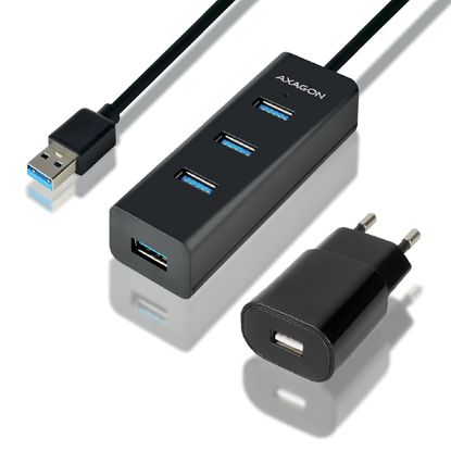 Obrázek AXAGON HUE- S2BP, 4x USB 3.0 CHARGING hub, vč. AC adaptéru, kabel USB- A 1.2m