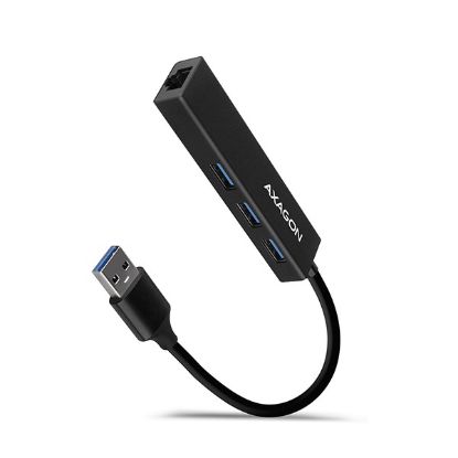 Obrázek AXAGON HMA- GL3A, USB 3.2 Gen 1 hub, porty 3x USB- A + Gigabit Ethernet, kovový, kabel USB- A 20cm