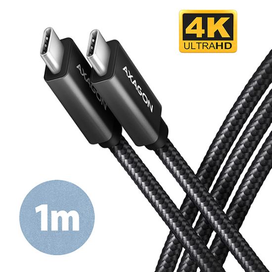 Obrázek AXAGON BUCM32- CM10AB, SPEED+ kabel USB- C <- > USB- C, 1m, USB 20Gbps, PD 100W 5A, 4k HD, ALU, oplet, černý