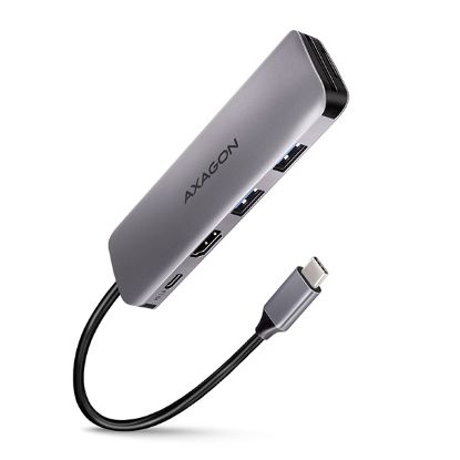Obrázek AXAGON HMC- 5, USB 3.2 Gen 1 hub, porty 2x USB- A, HDMI, SD/ microSD slot, PD 100W, kabel USB- C 20cm