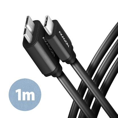 Obrázek AXAGON BUMM3- CM10AB, SPEED kabel Micro- B USB <- > USB- C, 1m, USB 3.2 Gen 1, 3A, ALU, tpe, černý