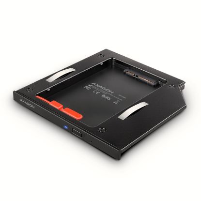 Obrázek AXAGON RSS- CD09 rámeček pro 2.5" SSD/ HDD do DVD slotu, 9.5 mm, LED, hliník
