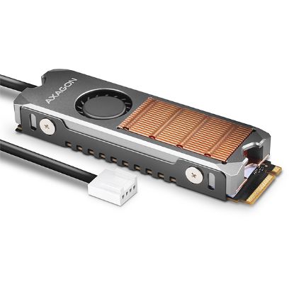 Obrázek AXAGON CLR- M2FAN, měděný chladič s ventilátorem pro jedno i oboustranný M.2 SSD disk, výška 13 mm