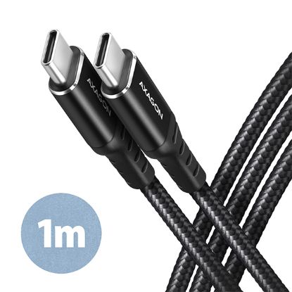 Obrázek AXAGON BUCM- CM10AB, HQ kabel USB- C <- > USB- C, 1m, USB 2.0, PD 60W 3A, ALU, oplet, černý