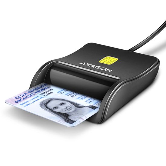 Obrázek AXAGON CRE- SM3N, USB- A FlatReader čtečka kontaktních karet Smart card (eObčanka), kabel 1.3m