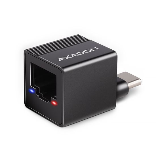 Obrázek AXAGON ADE- MINIC USB- C 3.2 Gen 1 - Gigabit Ethernet MINI síťová karta, Realtek 8153, auto instal, černá