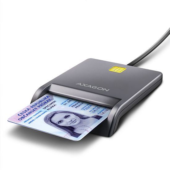 Obrázek AXAGON CRE- SM3T, USB- A FlatReader čtečka kontaktních karet Smart card (eObčanka), kabel 1.3m